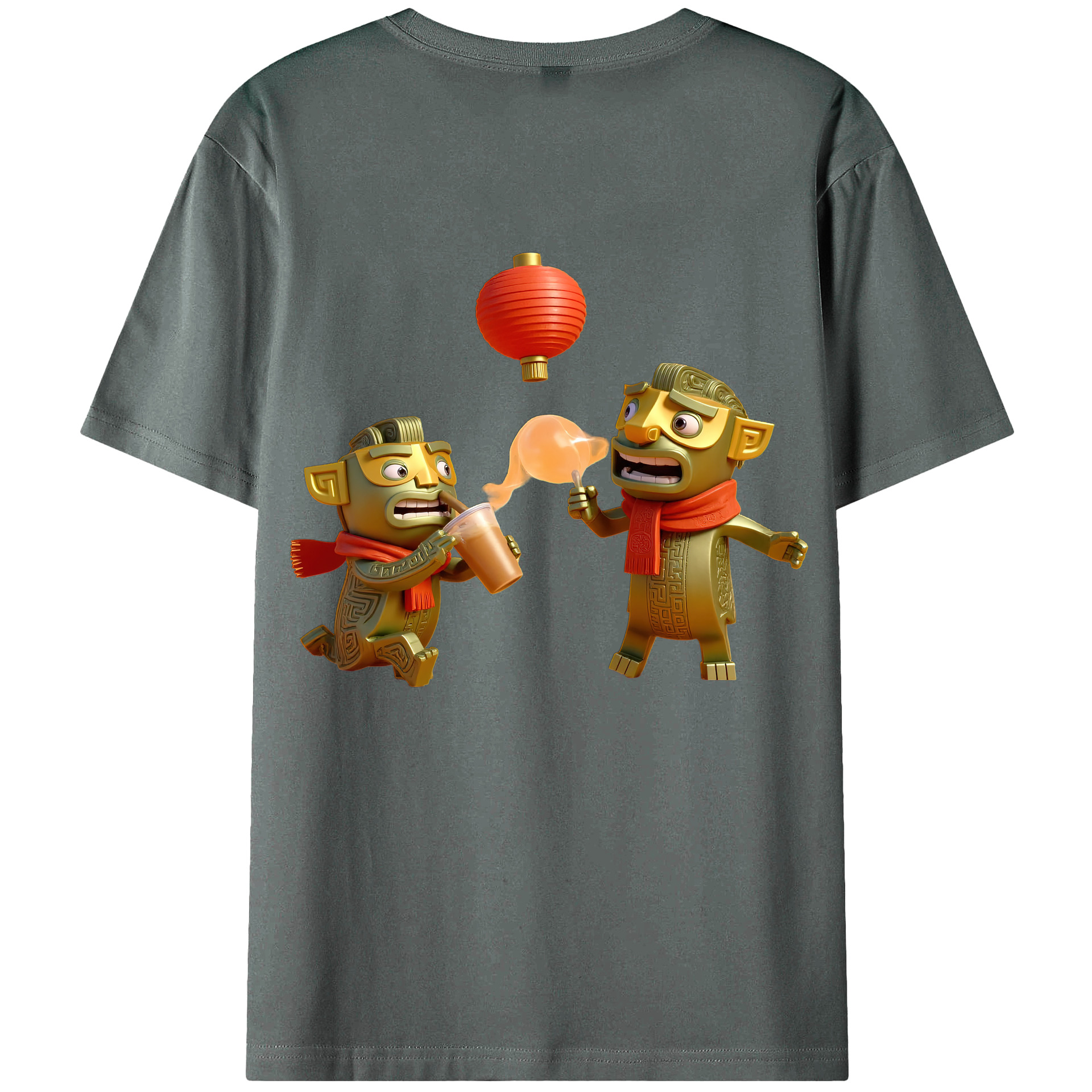 （画像用） Ne Zha 2 ナタ 魔童の大暴れ 綿100％ メンズ半袖Tシャツ（バックプリント） 通気性